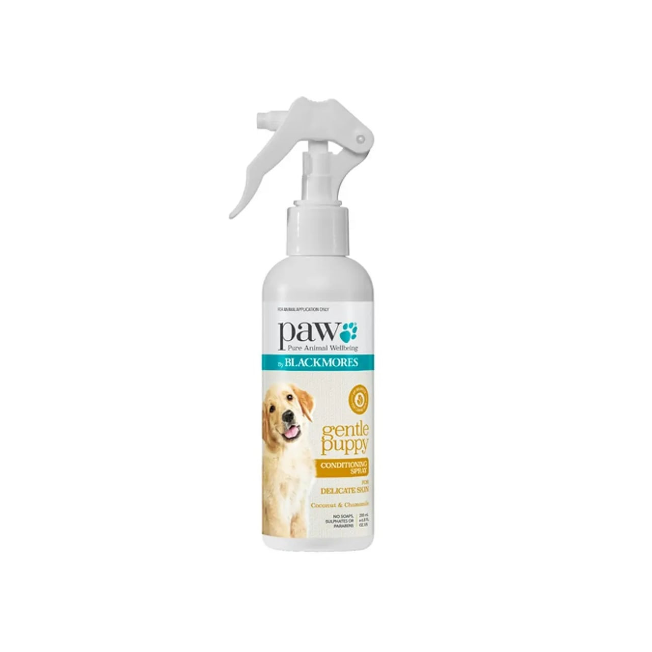 PAW Conditioning Spray for Puppies 200ml, gentle formula for puppy coat health, with coconut and chamomile.