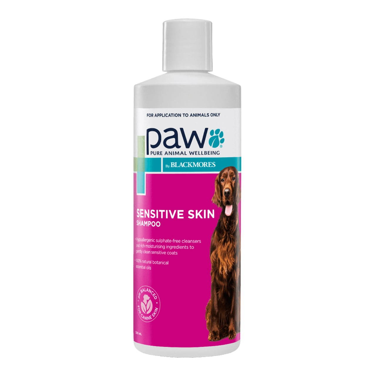 PAW Sensitive Shampoo for Dogs 500ml, designed for sensitive skin with natural ingredients.