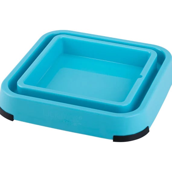 LickiMat Outdoor Keeper in vibrant blue, secure holder for outdoor pet feeding.