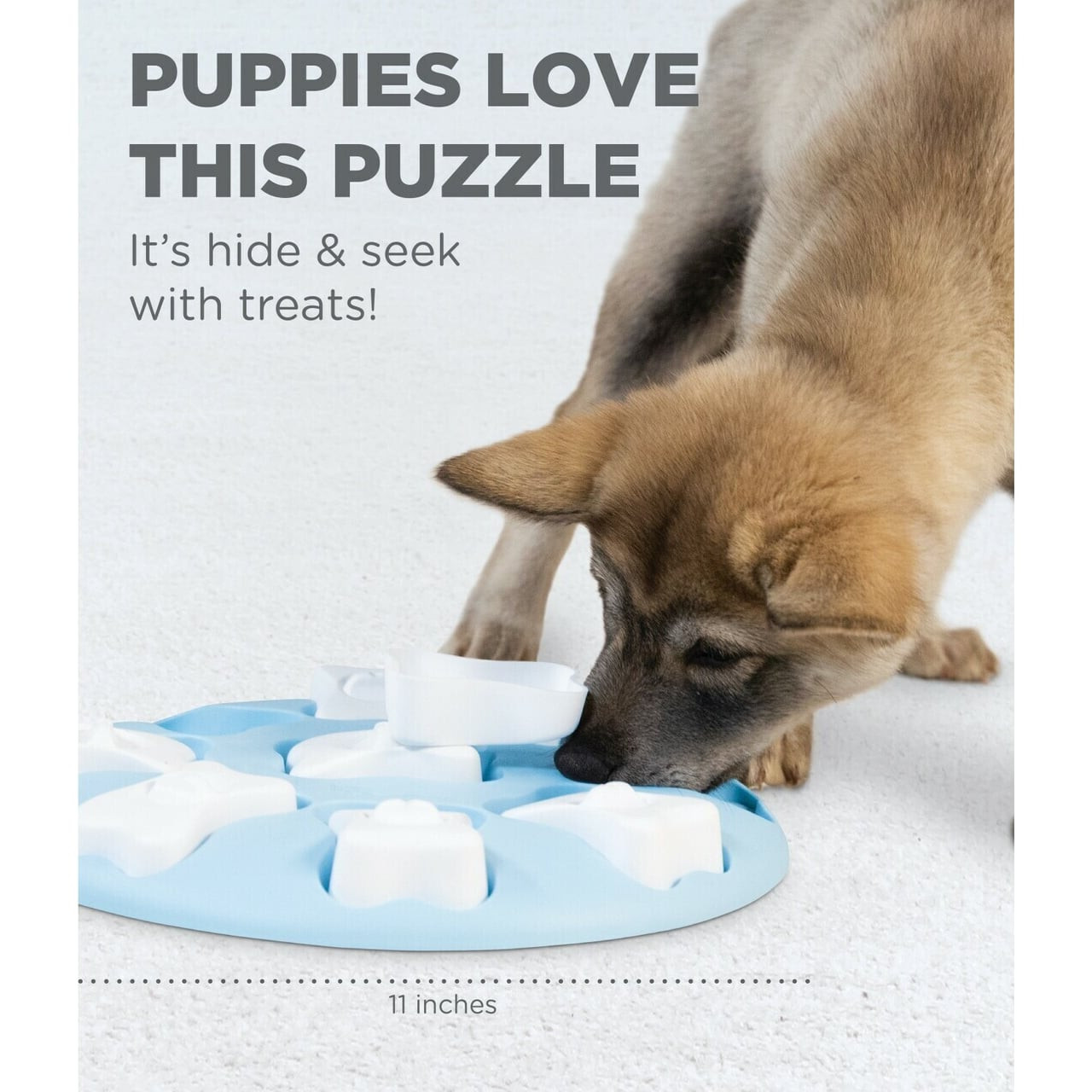 Nina Ottosson Smart Interactive Puzzle Dog Toy for Puppies, 11-inch hide and seek treat toy.
