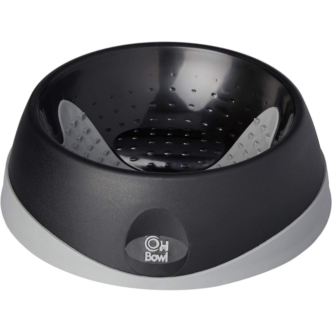 LickiMat Oh Bowl medium black dog bowl designed for oral hygiene and pet health.