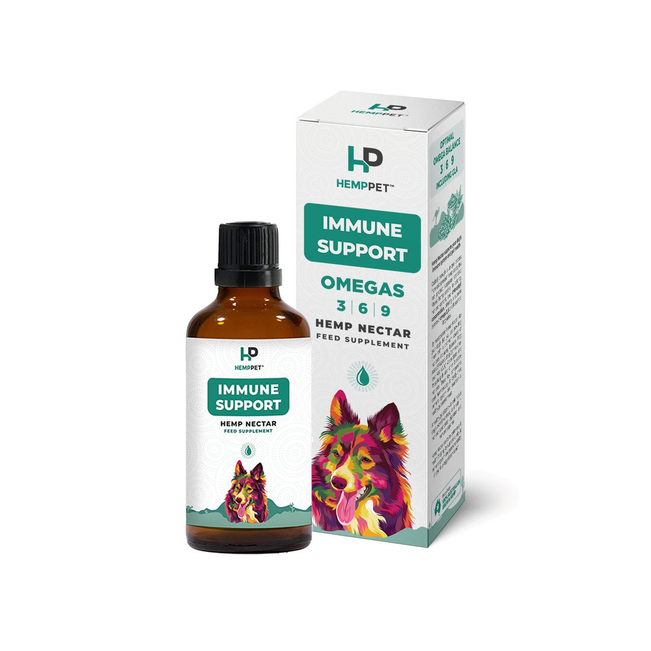 HempPet Immune - Hemp Nectar for Dogs 100mL, supports immune health with omegas 3, 6, and 9.