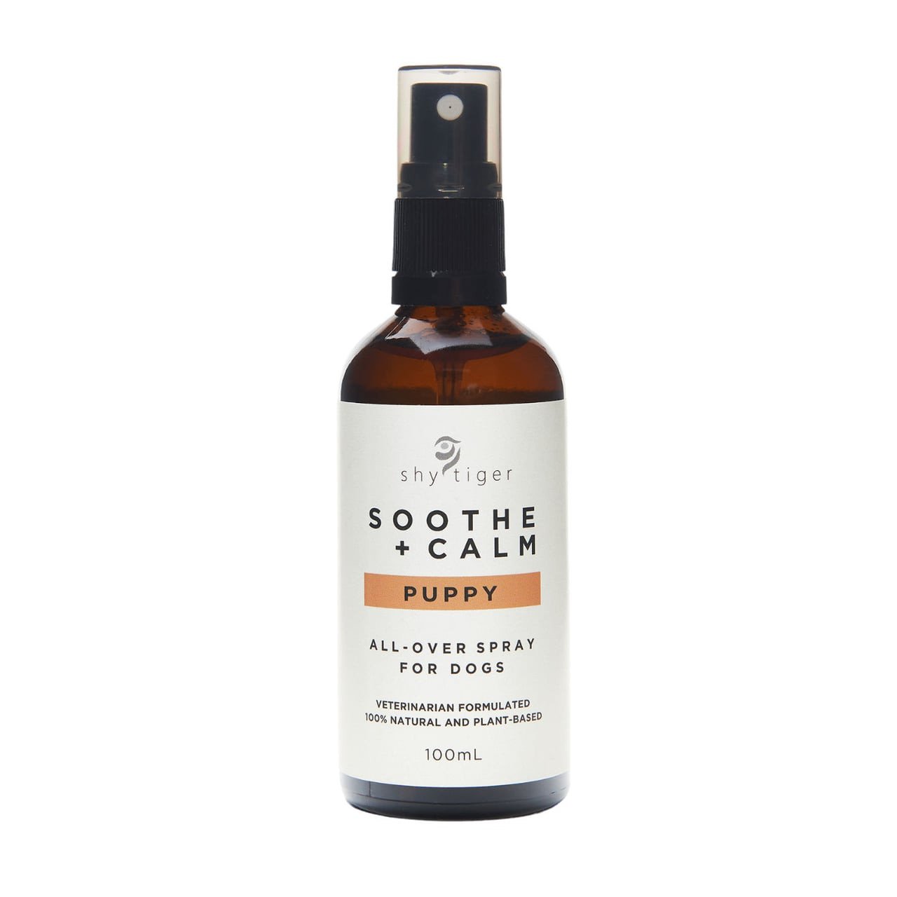 Shy Tiger Puppy Spray, a 100ml all-over spray for calming and soothing dogs.