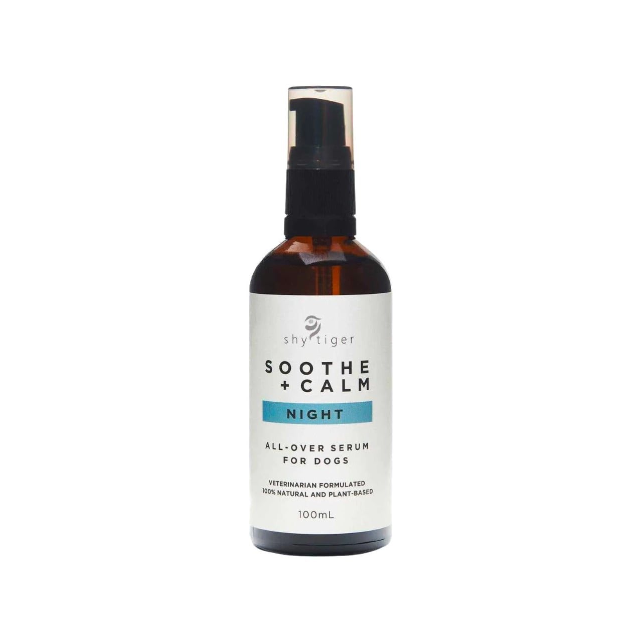 Shy Tiger Soothe and Calm Night Serum for dogs, 100ml bottle, calming natural ingredients.
