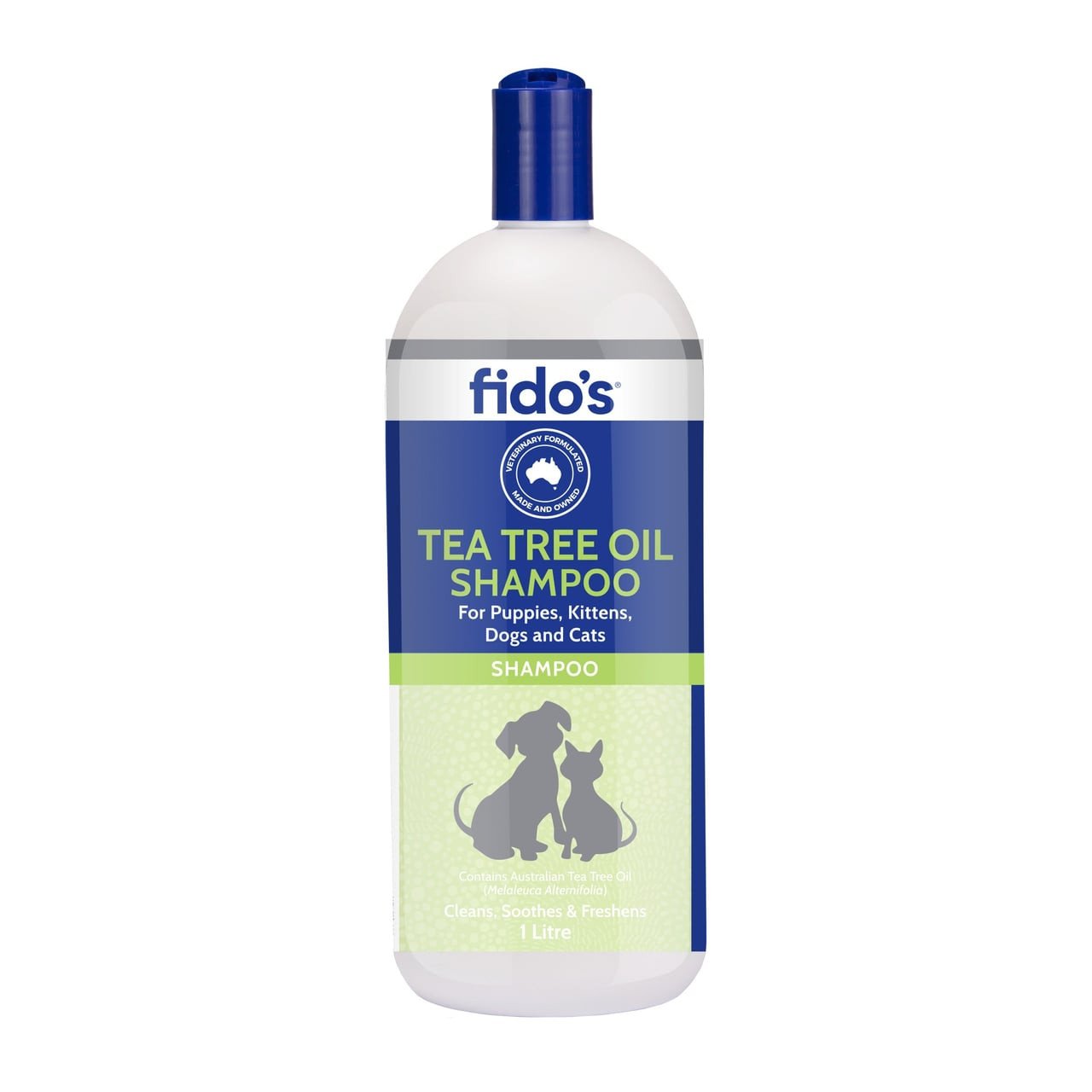 Fido's Tea Tree Oil Shampoo for dogs, cats, puppies, and kittens, 1L bottle.