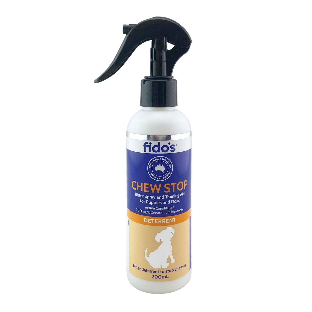Fido's Chew Stop Bitter Spray, 200mL deterrent for puppies and dogs to discourage chewing.