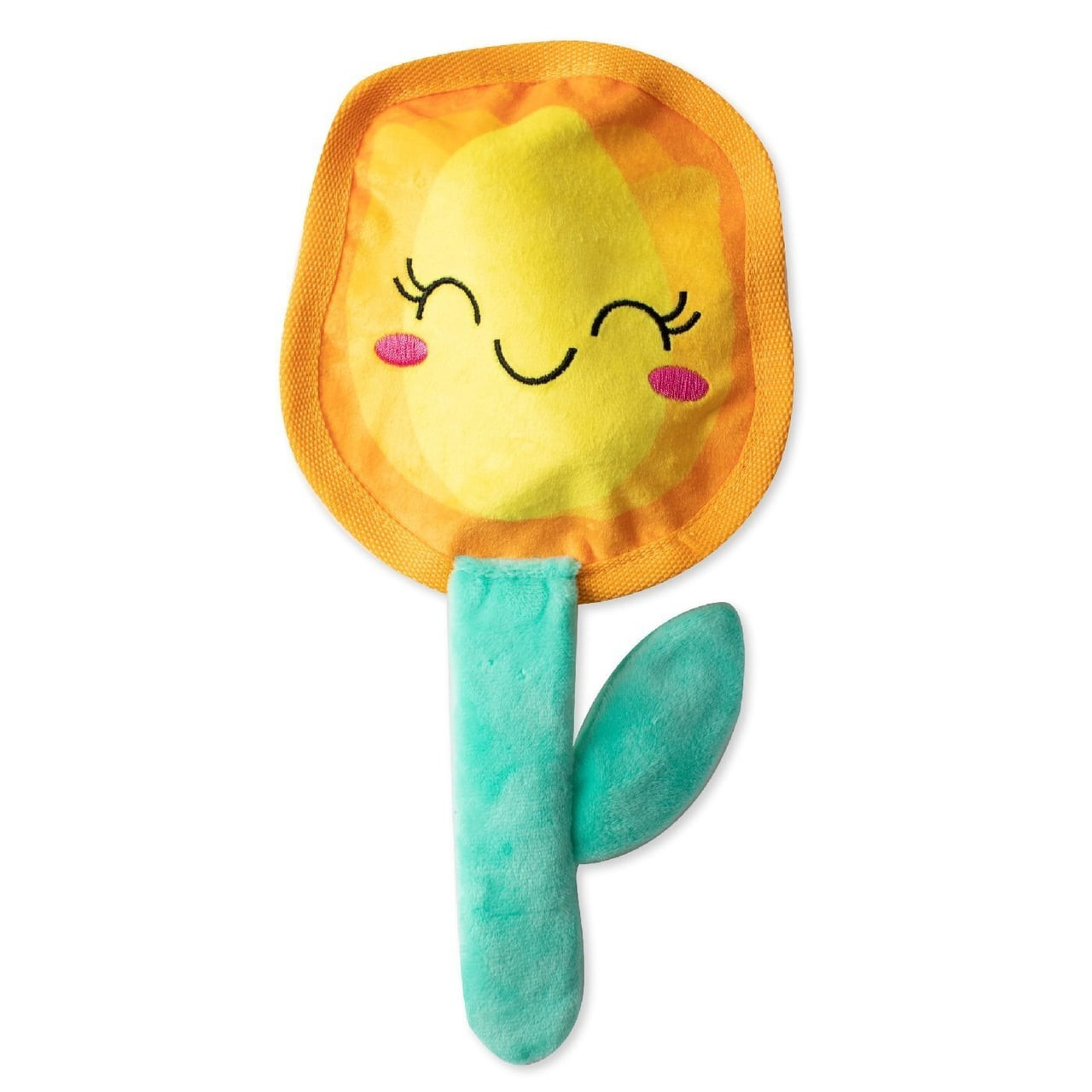 Fringe Studio No Stuffing Squeaker Dog Toy in Full Bloom, colorful flower design for pets.