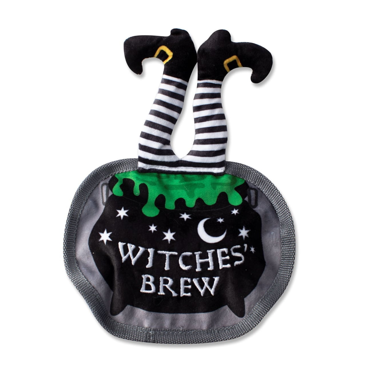 Fringe Studio Halloween No Stuffing Squeaker Dog Toy features a witch's cauldron design.