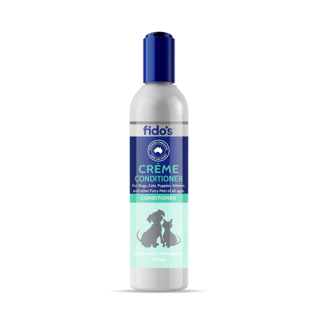 Fido's Creme Conditioner 250mL for dogs, cats, and puppies with dispensed fragrances.