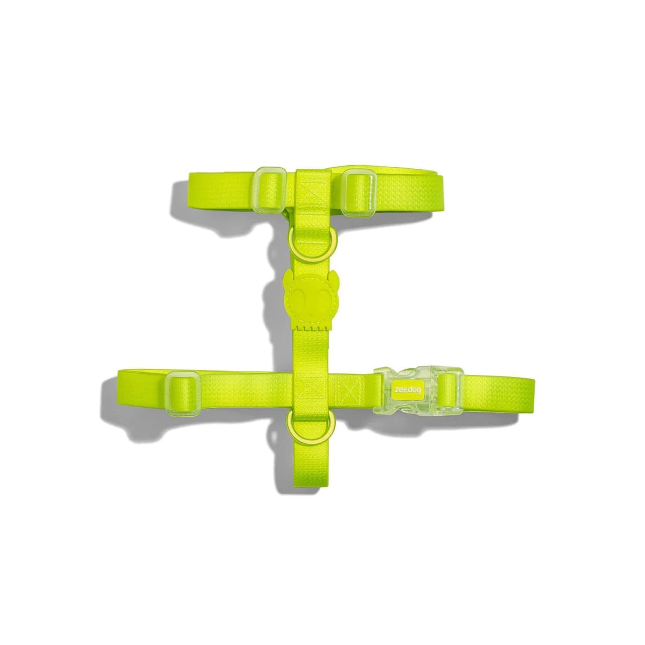 Zee.Dog Neopro Lime H-Harness in vibrant lime green for comfortable dog walking.