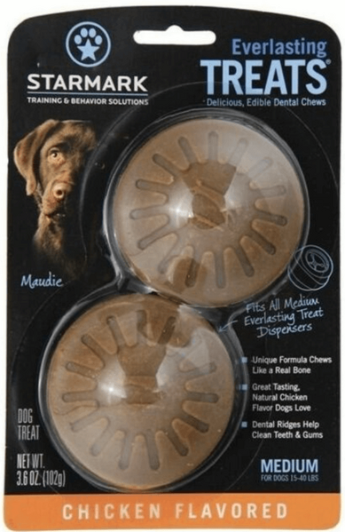 Starmark Everlasting Chicken Treats, medium size, for dogs, delicious edible dental chews.