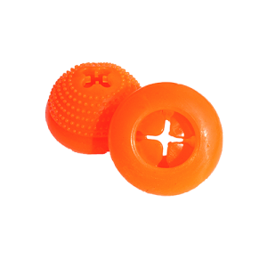 Bright orange Starmark Everlasting Bento Ball, durable and designed for interactive dog play.
