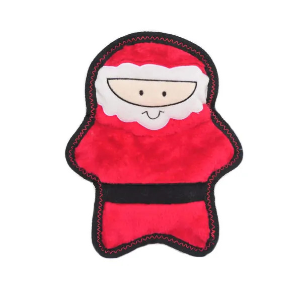 Zippy Paws Holiday Z-Stitch Santa plush toy in red, perfect for festive pet playtime.