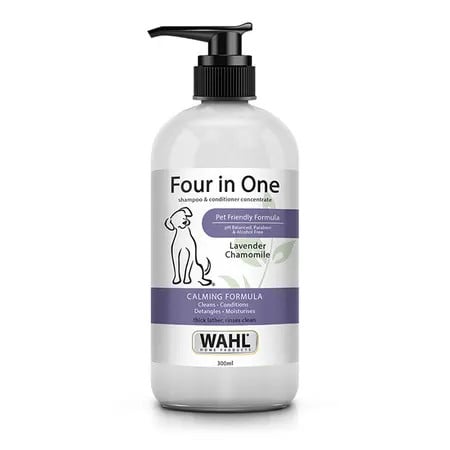 Wahl 4in1 Shampoo 300ml with calming lavender and chamomile formula for pets.