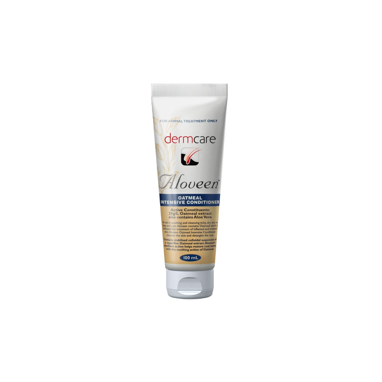 Dermcare Aloveen Oatmeal Conditioner 100ml, suitable for dogs and cats, nourishes pet coats.