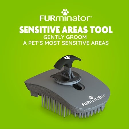 FURminator Sensitive Areas Tool for cats and dogs, designed for gentle grooming of sensitive areas.