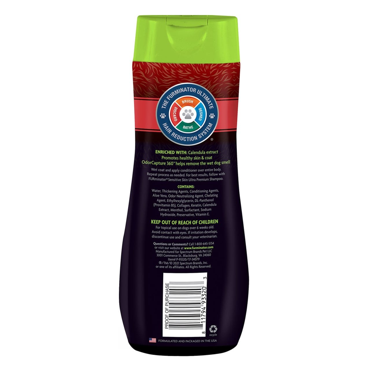 FURminator Sensitive Skin Ultra Premium Conditioner for Dogs, 473ml, in vibrant bottle packaging.