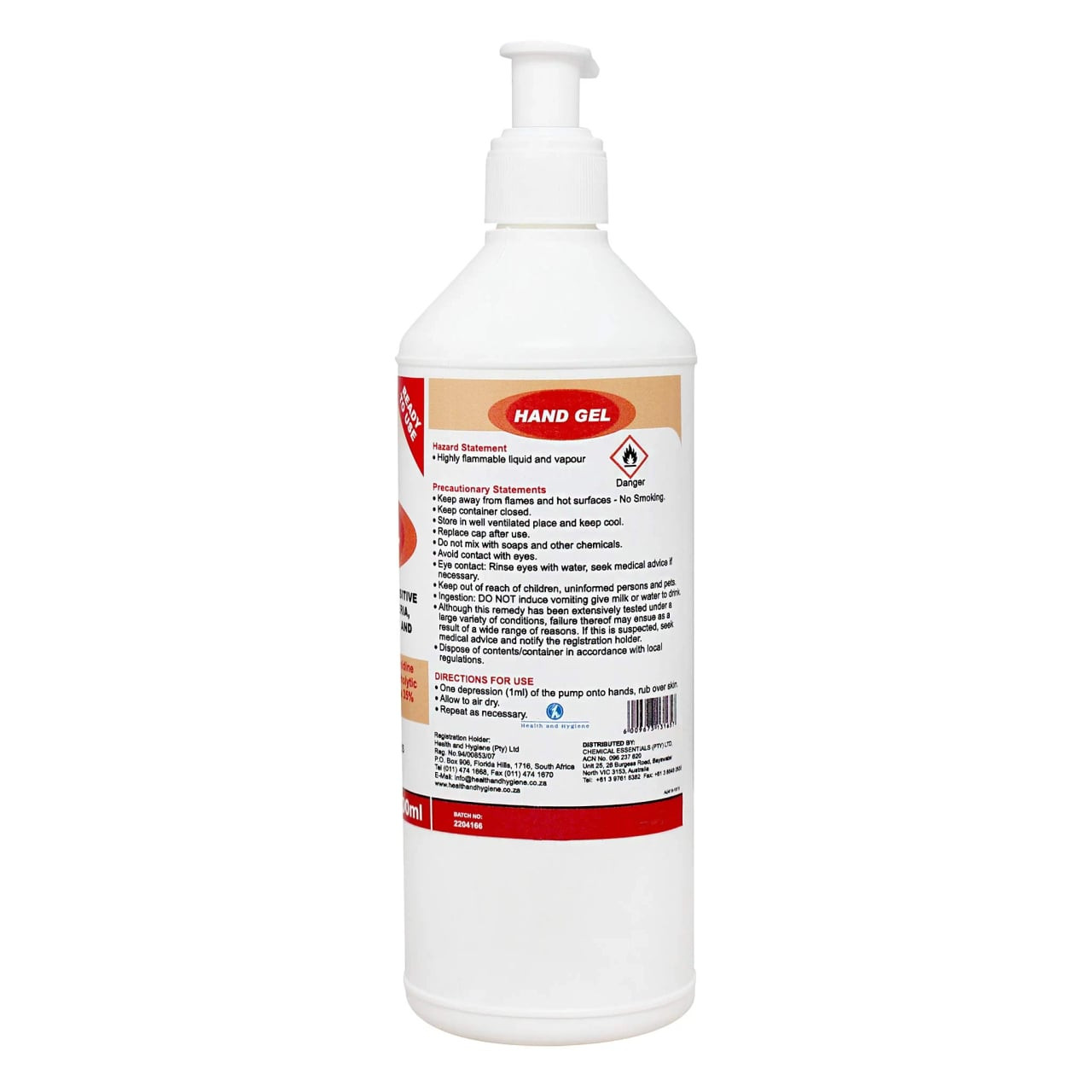 F10 Hand Gel Sanitiser 500ml bottle with pump, suitable for pet health and hygiene.