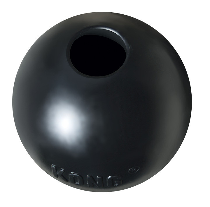 KONG Extreme Ball Small, durable black rubber toy perfect for dogs' play and exercise.