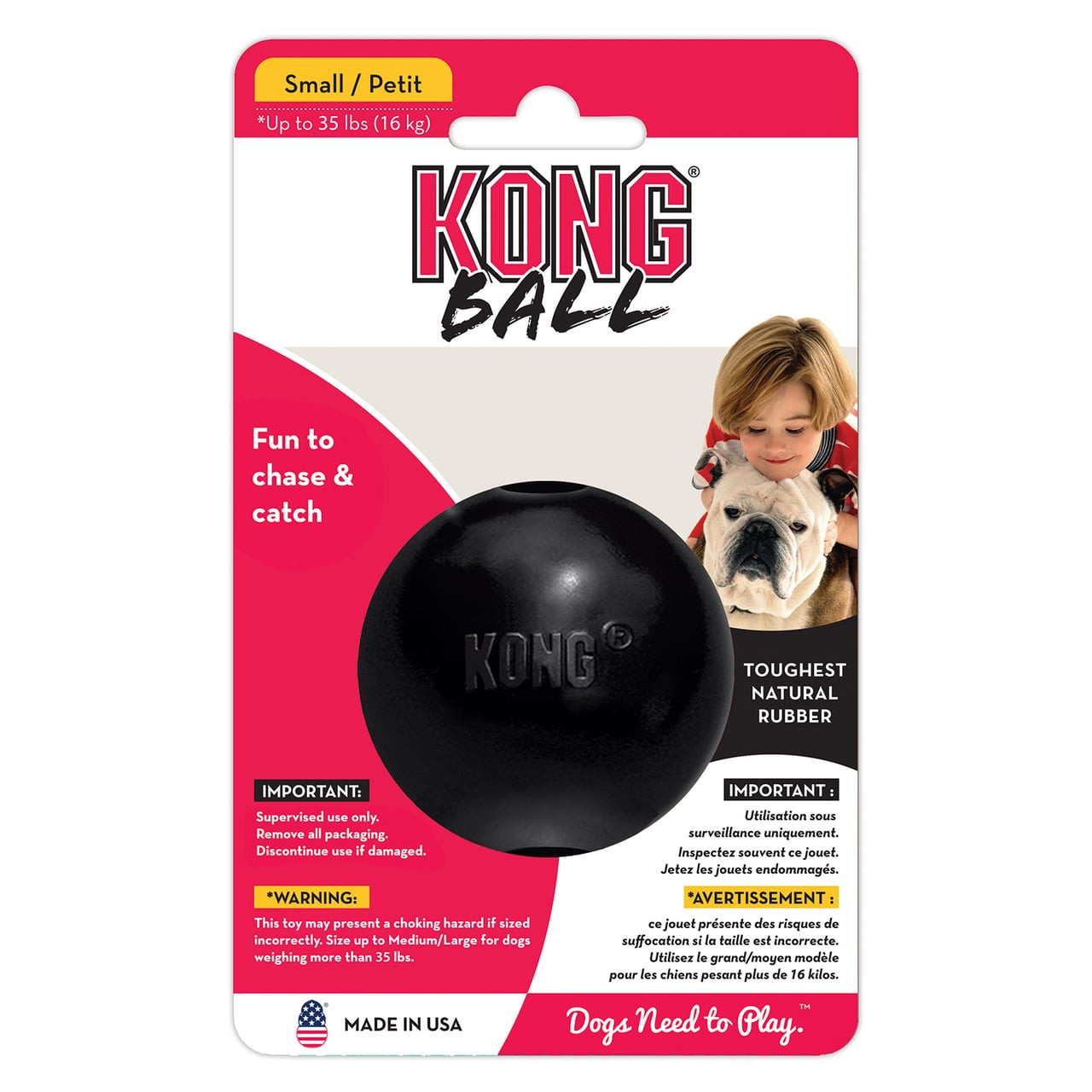 KONG Extreme Ball Small, black rubber ball for dogs, ideal for chasing and fetching.