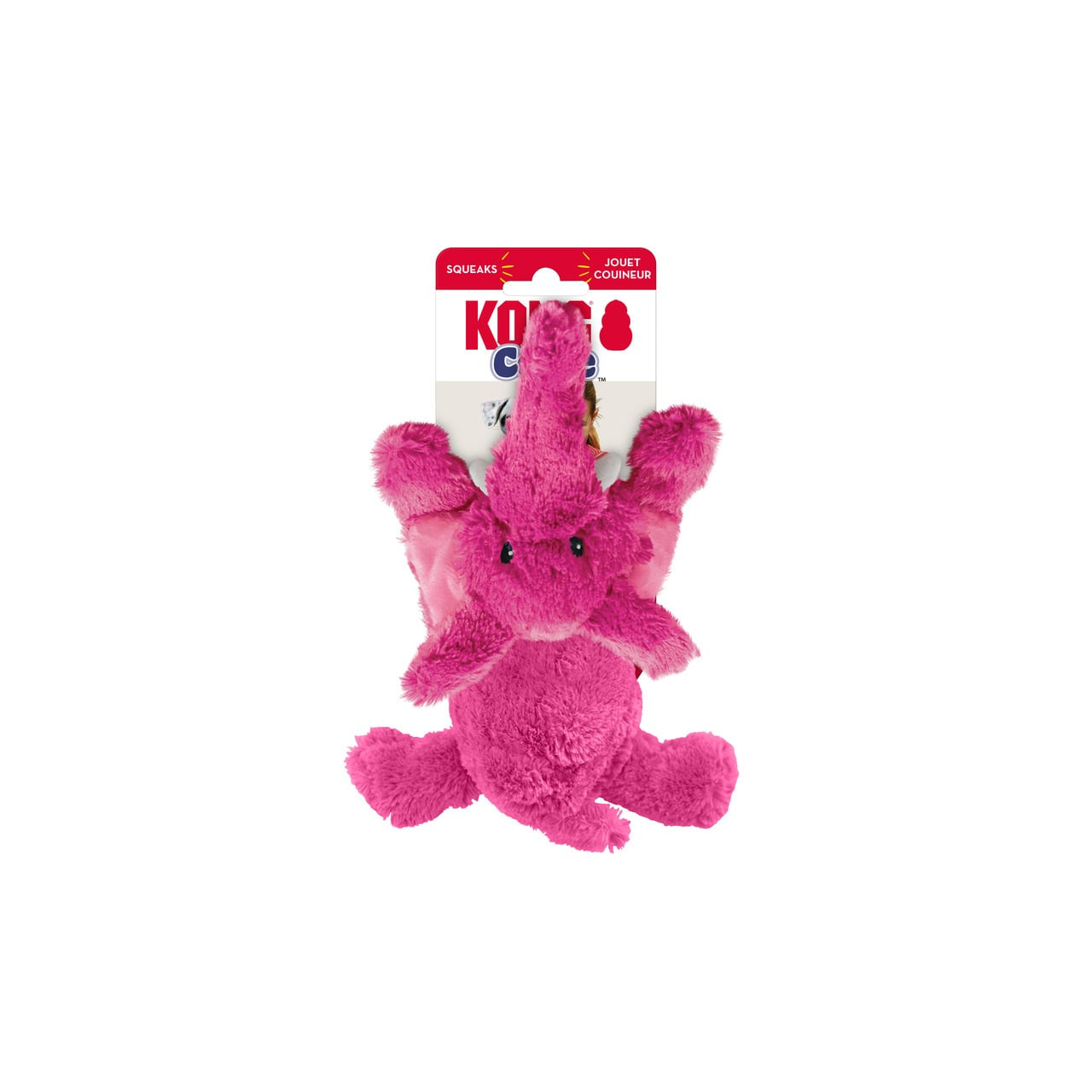 KONG Cozie Elmer Elephant Small in pink, soft plush with squeaker for dogs.