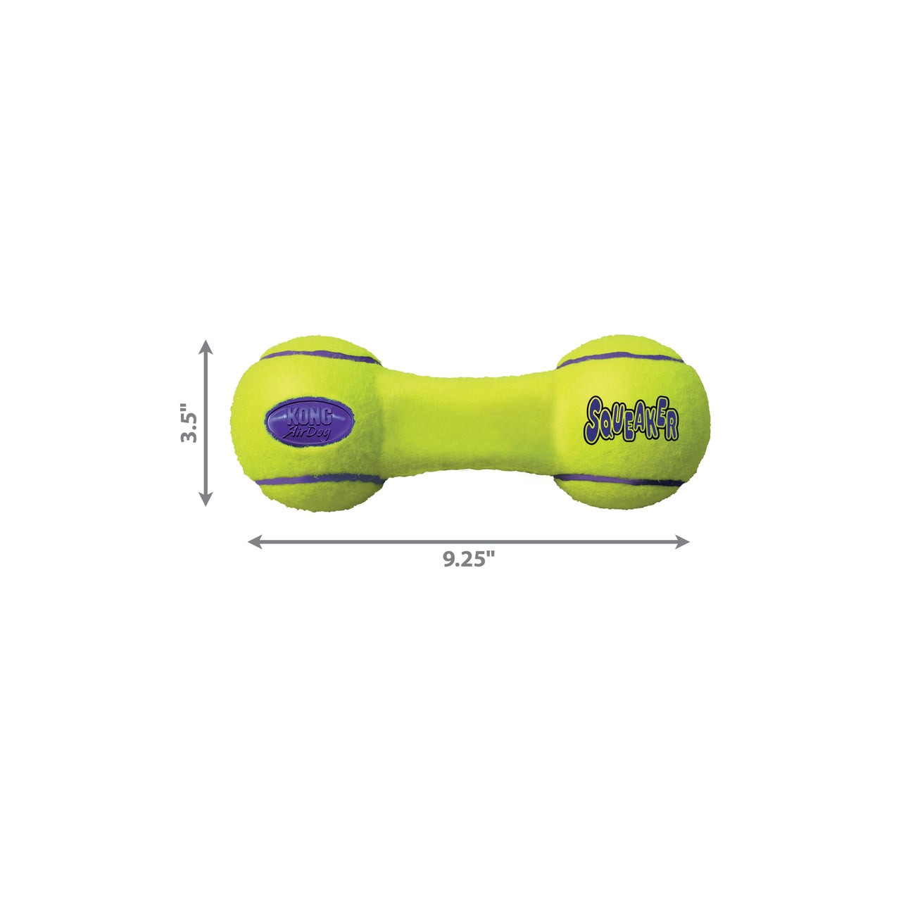 KONG AirDog Dumbbell Toy in vibrant yellow, measuring 9.25 inches for dogs.