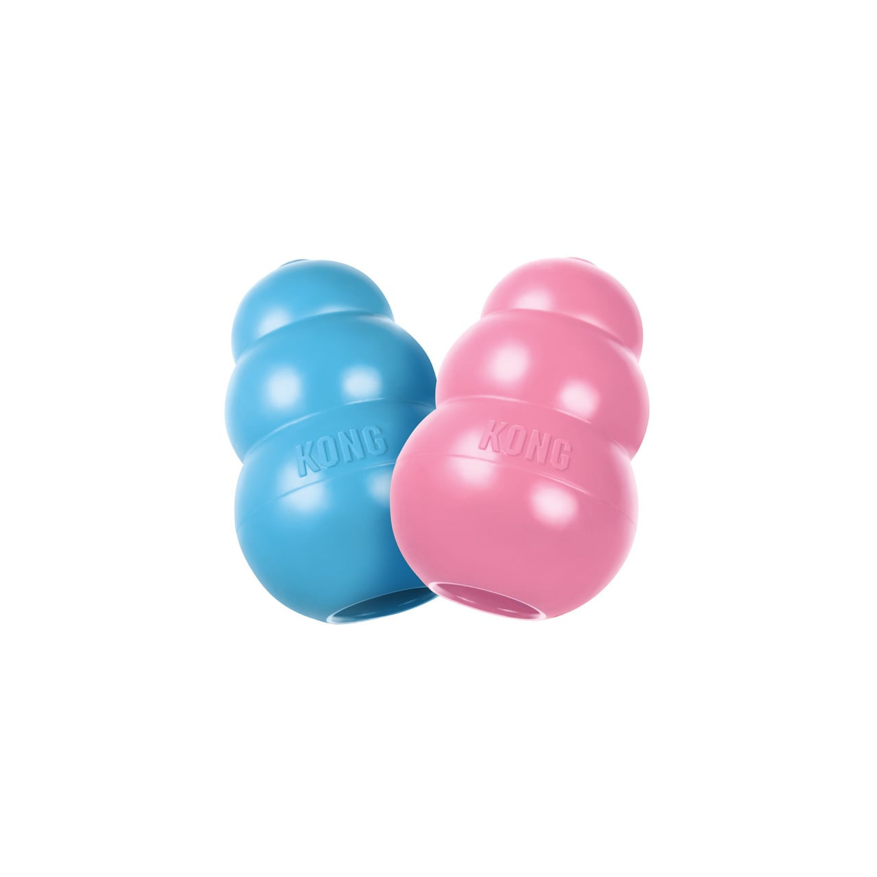 KONG Puppy Interactive Toy in blue and pink for medium-sized dogs promoting play and chewing.
