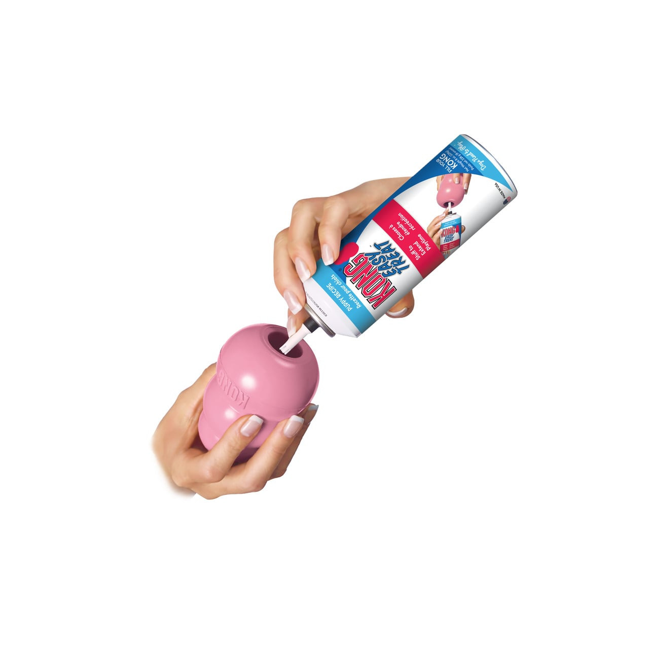 KONG Puppy Interactive Toy Medium in pink, filled with puppy-safe treat filling.