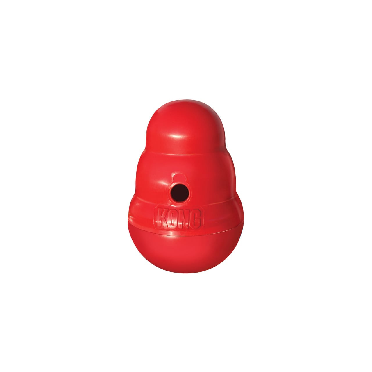 Red KONG Wobbler Treat Dispensing Dog Toy, small size, ideal for interactive play.