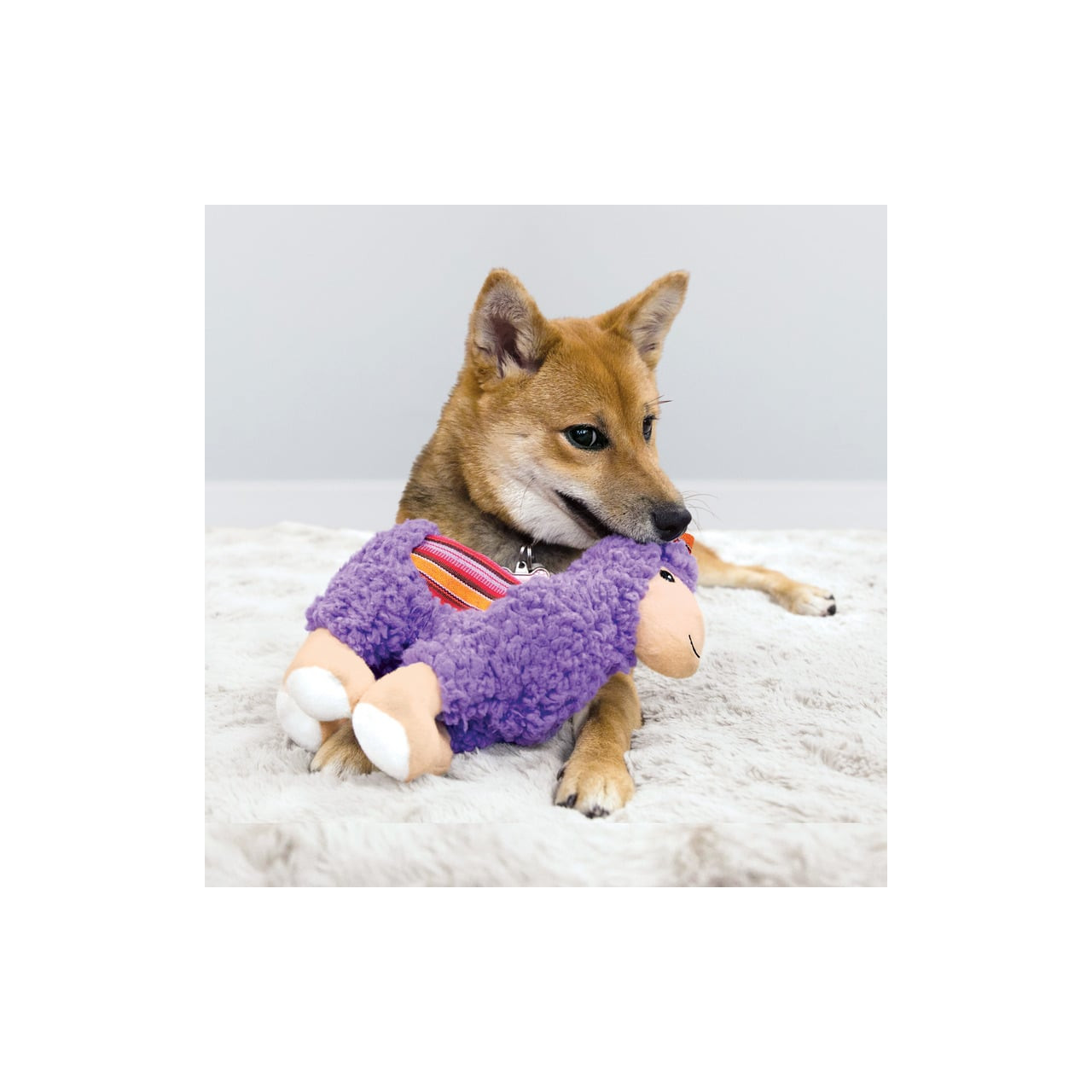 KONG Sherps Llama Dog Toy in playful purple, perfect for dog entertainment and chewing.