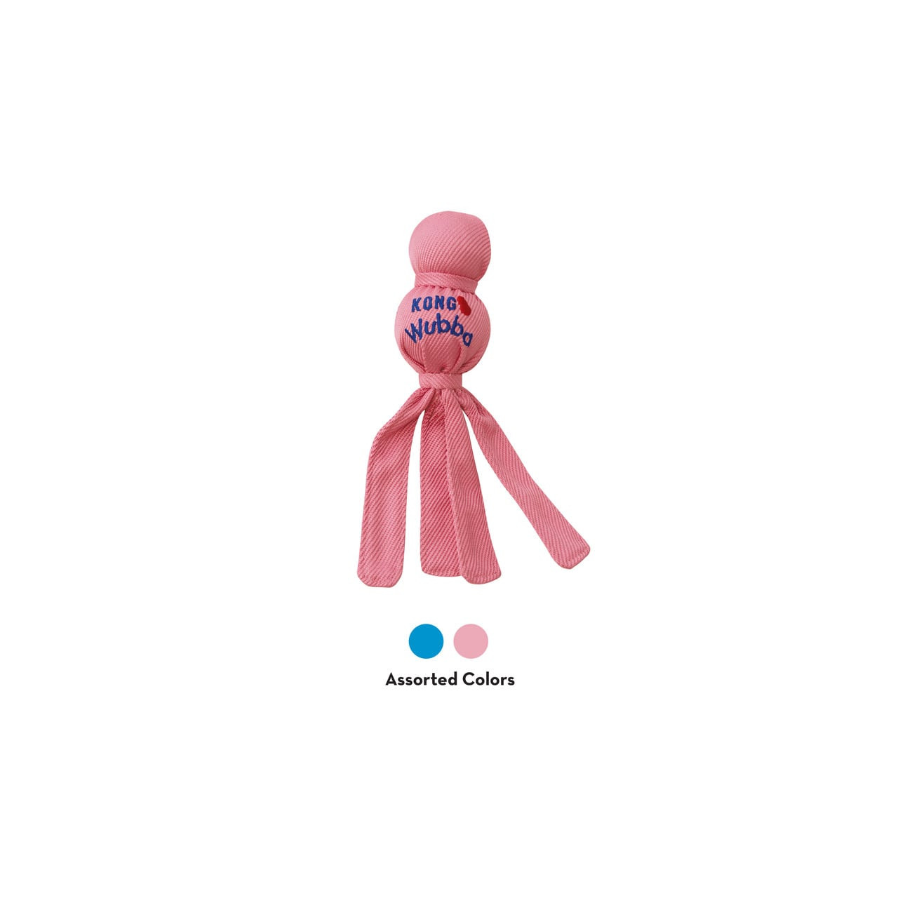 KONG Puppy Wubba Toy in pink with long fabric tails, perfect for playful puppies.