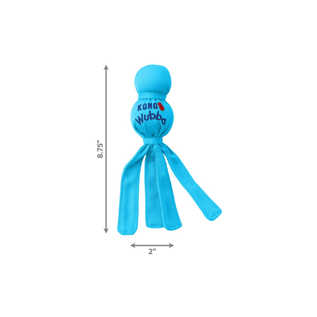 KONG Puppy Wubba Toy in blue with a plush top and durable tails for playful fetch.