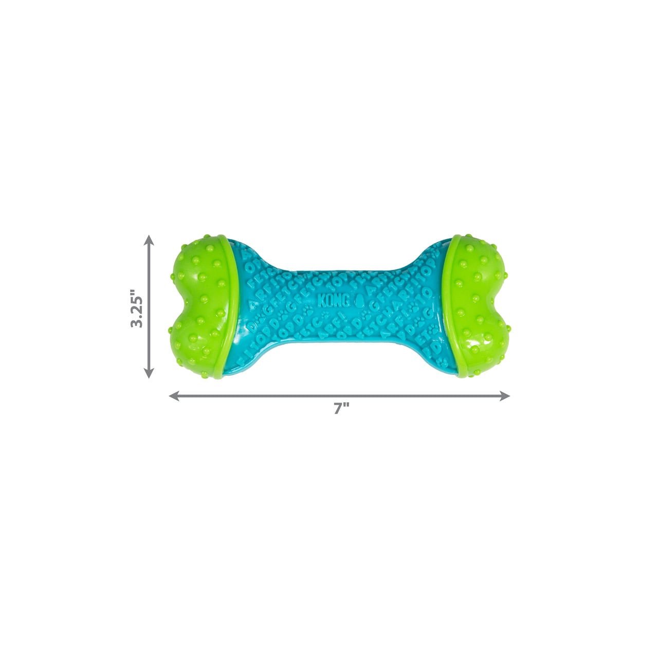 KONG CoreStrength Bone Dog Toy in blue and green, 7 inches long, durable for large dogs.