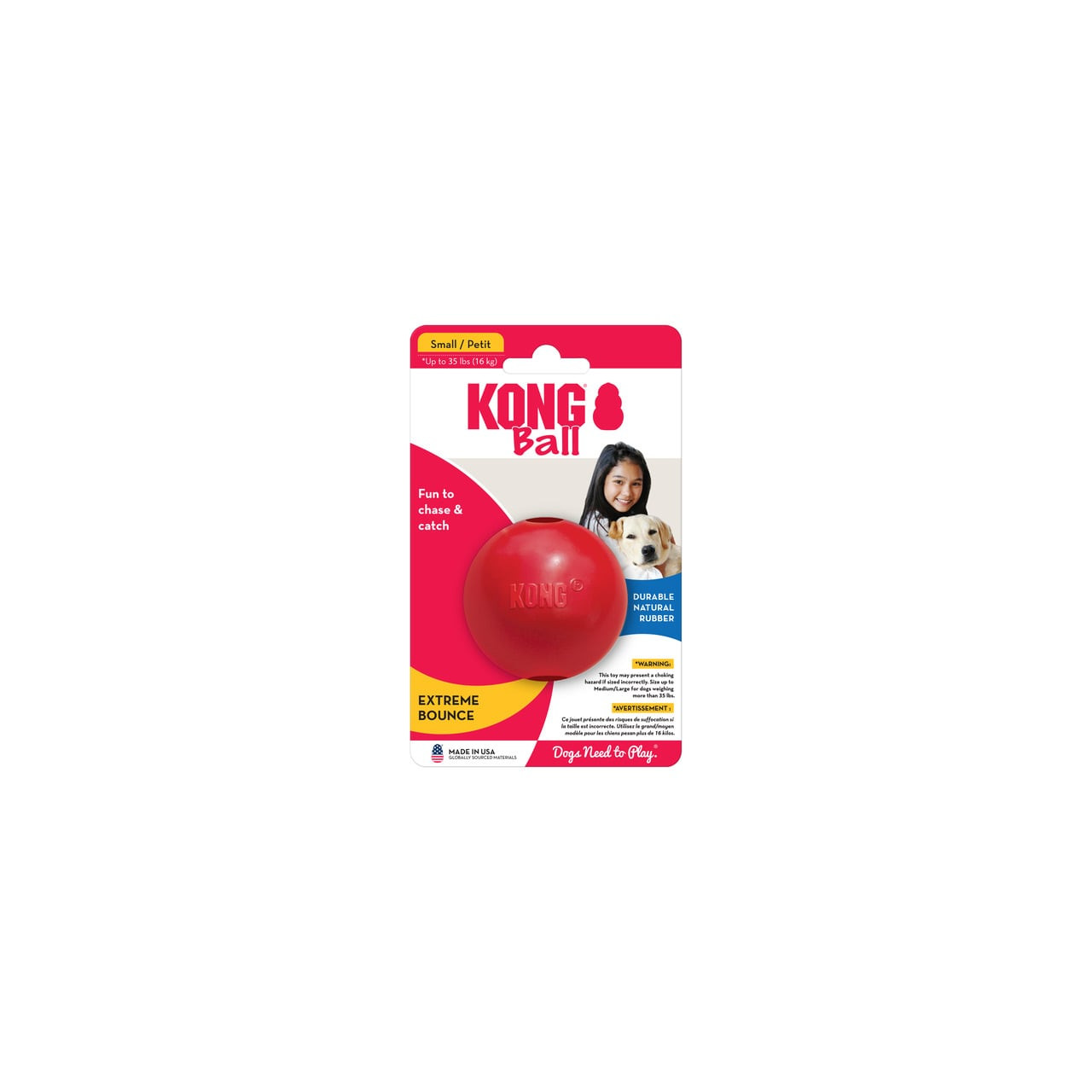 KONG Ball Rubber Dog Toy in small size, ideal for fun fetch and chew sessions.