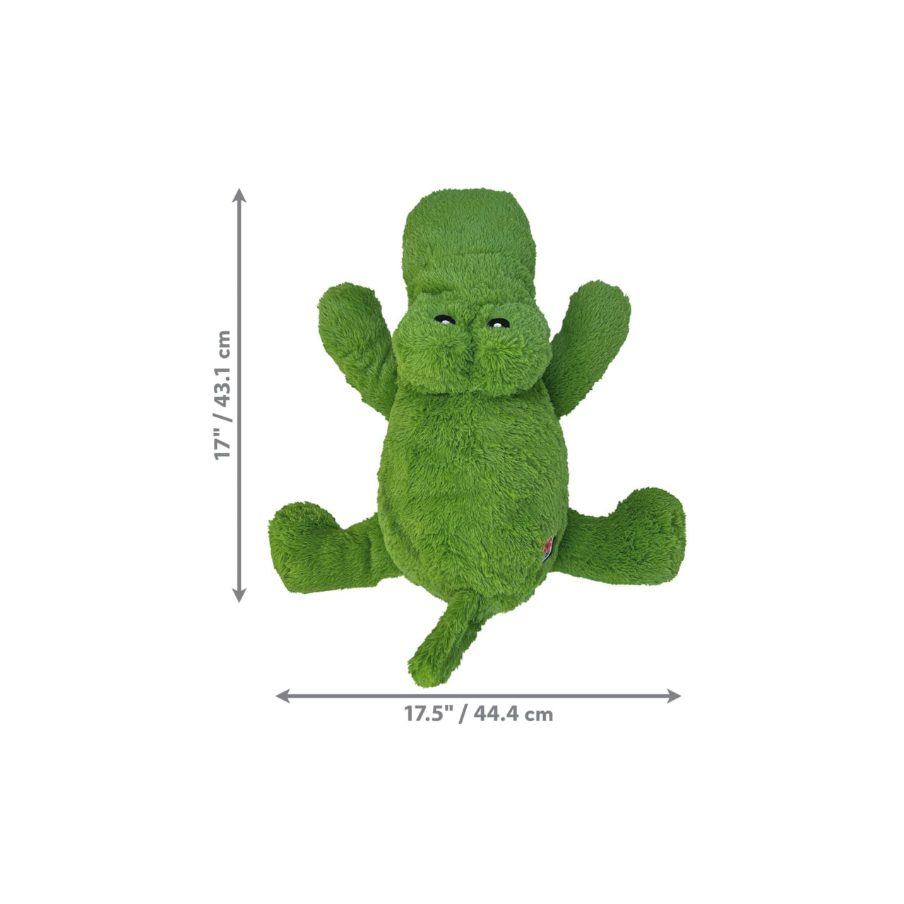 KONG Cozie Ali Alligator X-Large plush toy in green, measuring 17 inches tall.