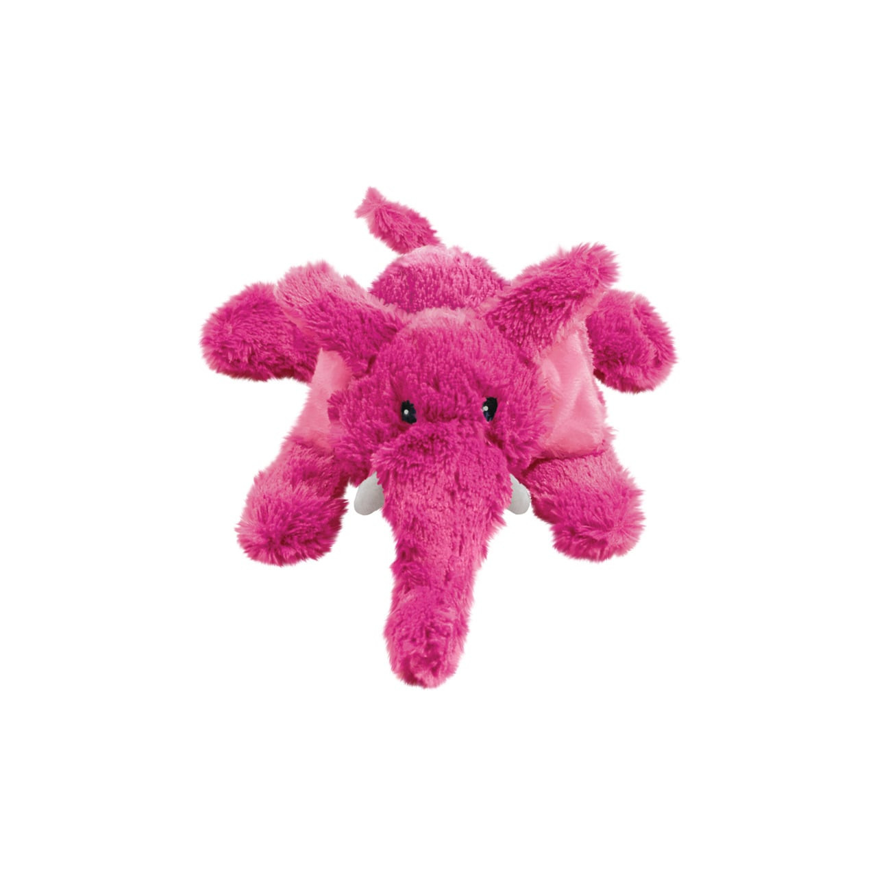 KONG Cozie Elmer Elephant in pink, soft plush toy for dogs, medium size.