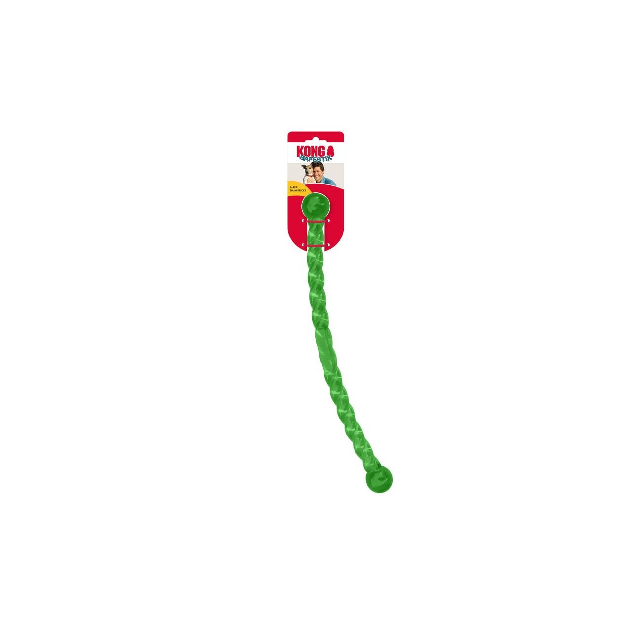 KONG SafeStix Fetch Dog Toy in vibrant green, designed for fun outdoor play and fetch.