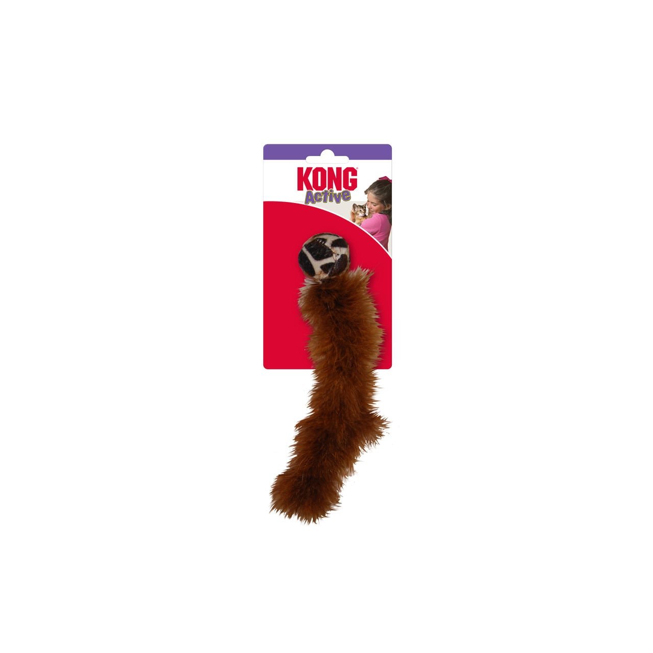 KONG Active Wild Tails Cat Toy with a soft, furry tail feature in packaging.