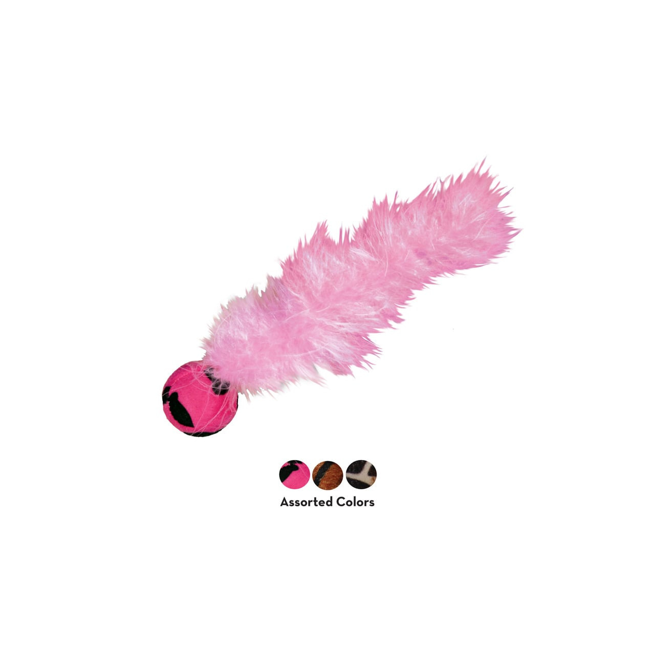 KONG Active Wild Tails Cat Toy features a colorful ball with a fluffy pink tail.