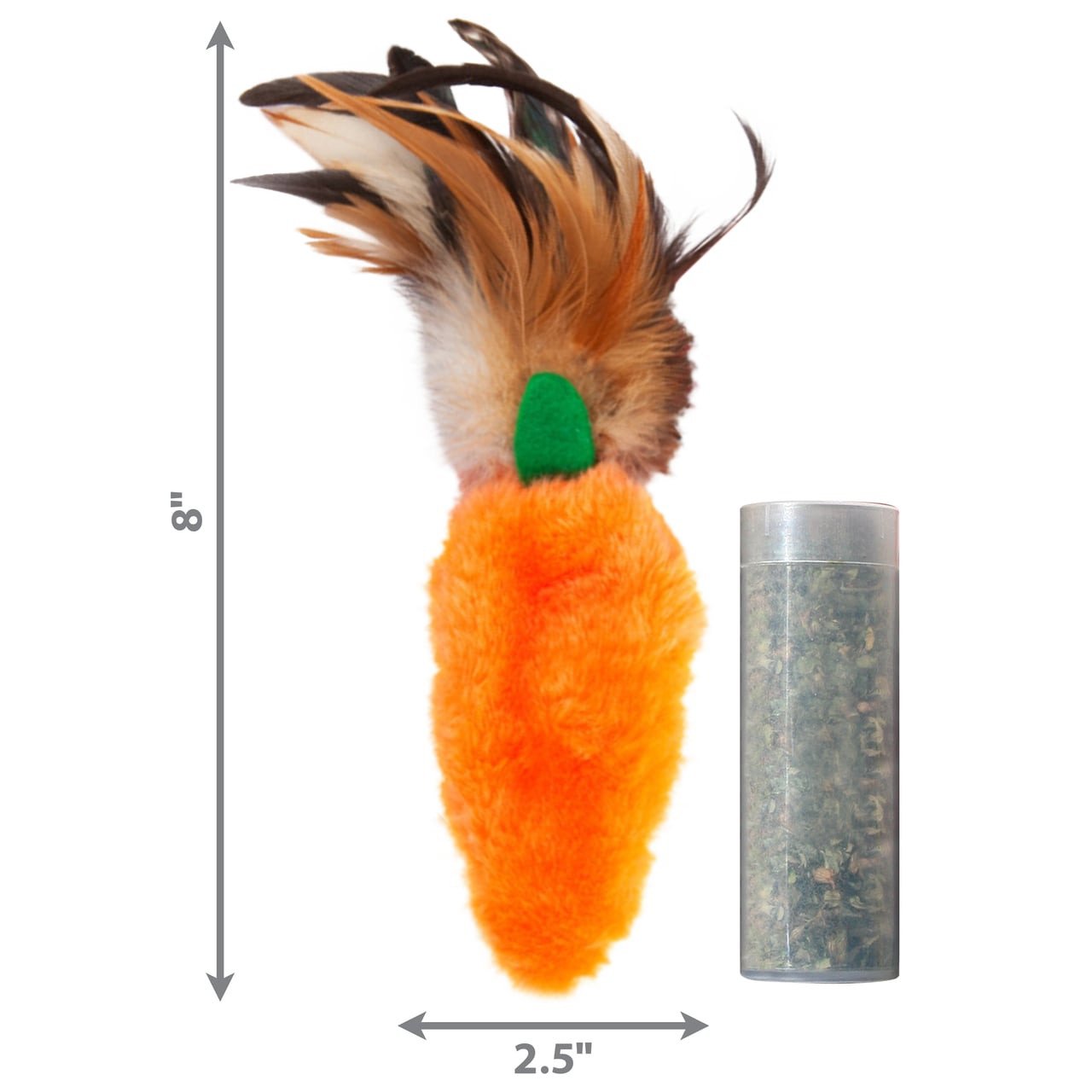 KONG Refillables Carrot Feather Top Cat Toy with vibrant orange body and feather plume.