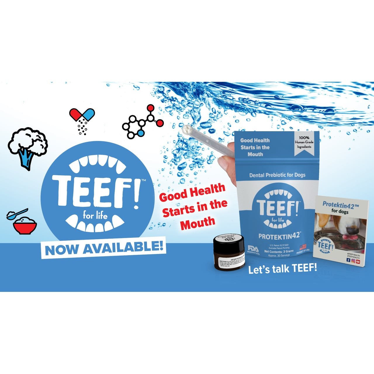 TEEF! Protektin42 Dental Water Additive for Dogs, promoting oral health and fresh breath.