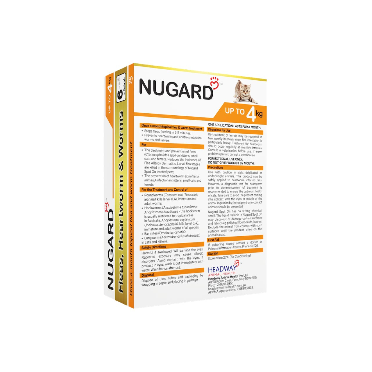 Nugard for Kittens and Small Cats, orange packaging, 6 doses for up to 4kg.