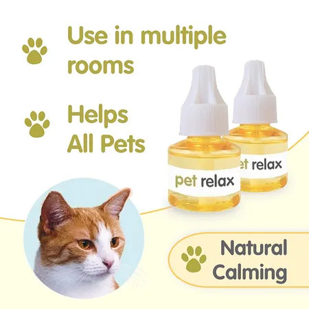 Pet Relax Natural Distract & Relax Diffuser Refill 40ml - 2 Pack for pet calming.