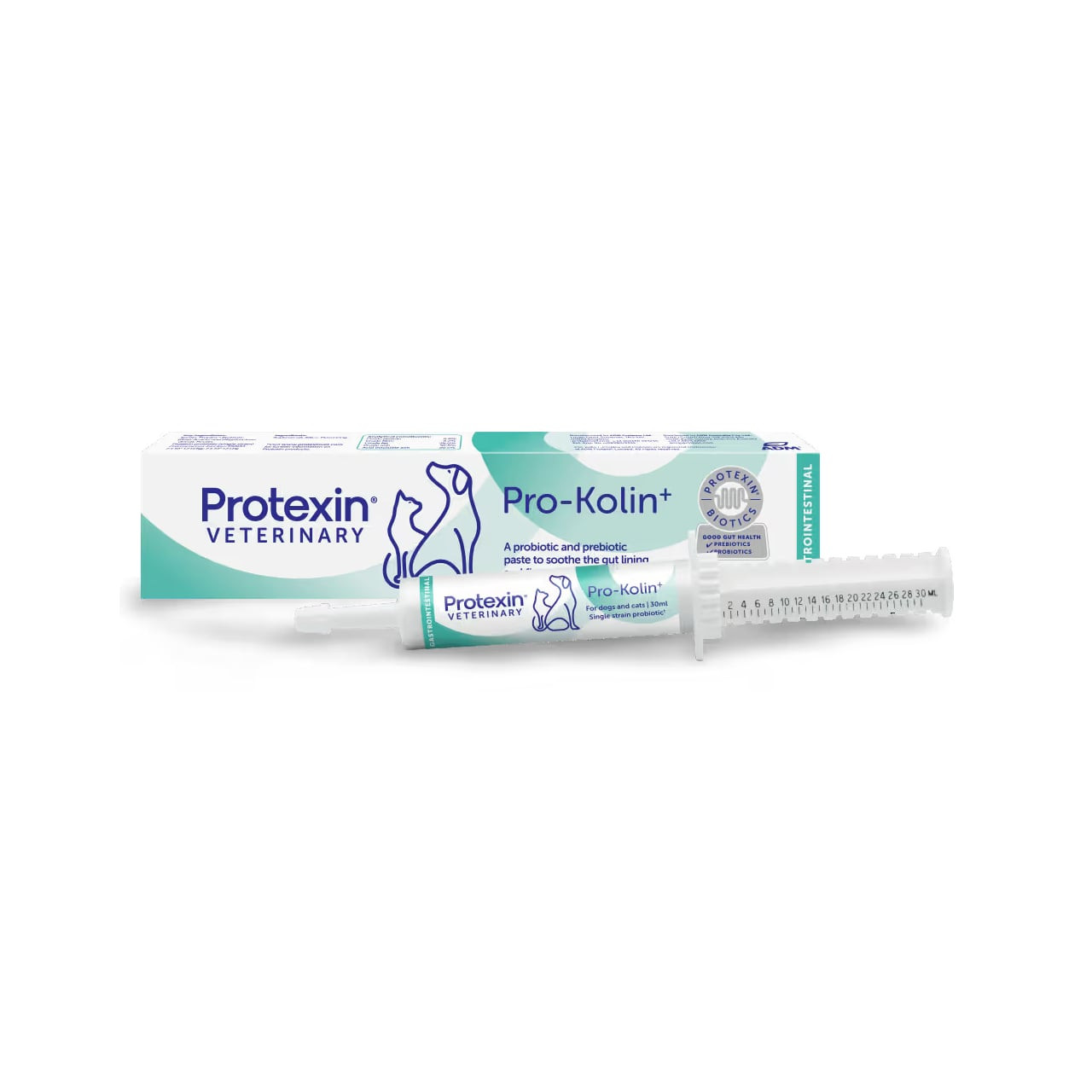 Protexin Pro Kolin+ Probiotic Paste for Dogs & Cats, 30ml tube with box packaging.