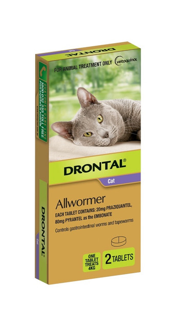 Drontal Allwormer Tablets for Cats up to 4 kg - 2 Pack