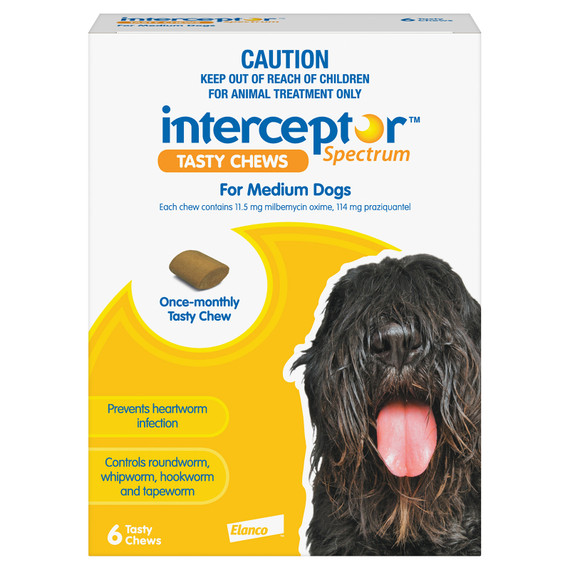 Interceptor Chews for Medium Dogs 11-22 kg - Yellow 6 Pack