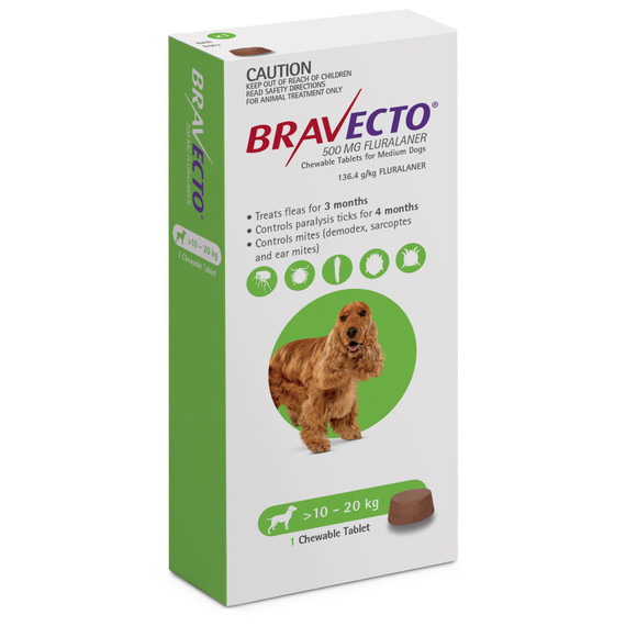 Bravecto for Medium Dogs 10 - 20kgs (1 single chew)