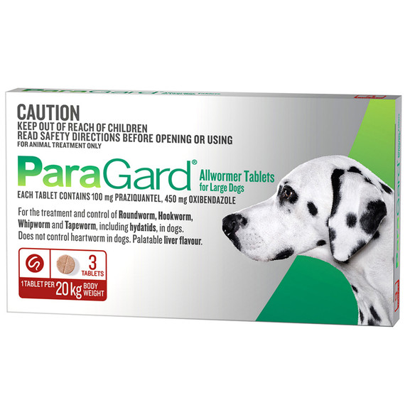 Paragard Allwormer For Dogs 20kg 3 tablets