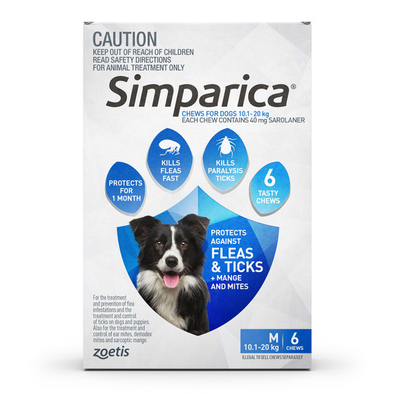 Simparica For Medium Dogs 10.1-20kg - 6 Chews