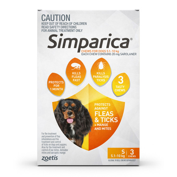 Simparica For Small Dogs 5.1-10kg - 3 Chews